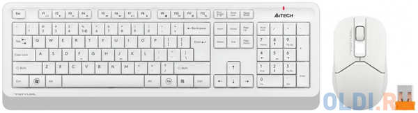 Клавиатура + мышь A4Tech Fstyler FG1012 клав:белый мышь:белый USB беспроводная Multimedia 4348531436