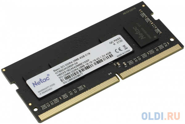 Оперативная память для ноутбука Netac Basic SO-DIMM 4Gb DDR4 2666 MHz NTBSD4N26SP-04 4348534180