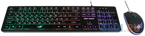 Dialog Проводной игровой набор KMGK-1707U BLACK Gan-Kata - клавиатура + опт. мышь с RGB подсветкой 4348534928