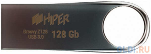 Флэш-драйв 128GB USB 3.0, Groovy Z,сплав цинка, цвет титан, Hiper 4348539456