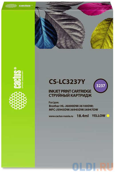 Картридж струйный Cactus CS-LC3237Y желтый (18.4мл) для Brother HL-J6000DW/J6100DW 4348539800