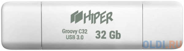 Флэш-драйв 32GB OTG USB 3.0/Type-C, Groovy C,пластик, цвет белый, Hiper 4348539867