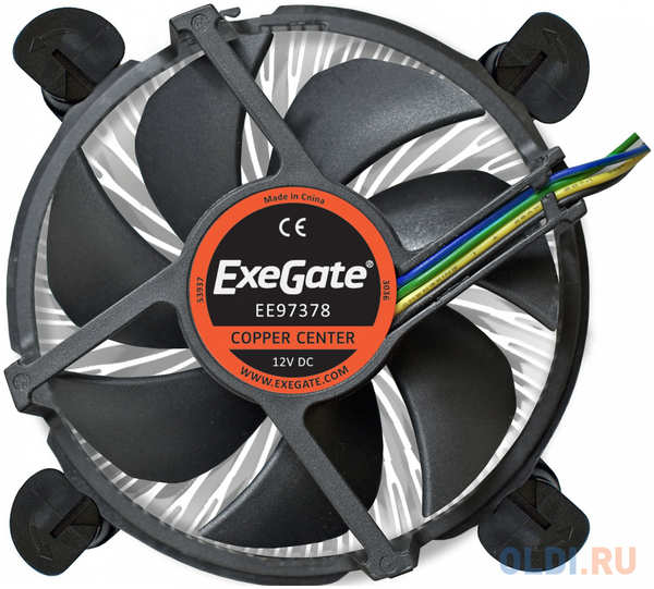 Exegate EX283278RUS Кулер ExeGate EE97378, Al + Copper, S1150/1151/1155/1156, TDP 95W, Hydro bearing, 4pin, 23.5db, BOX 4348548208