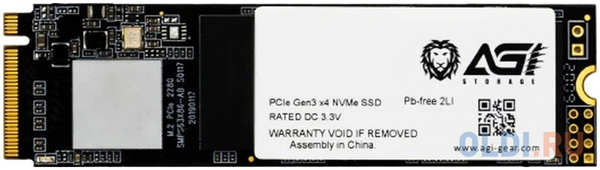 M.2 2280 512GB AGI AI198 Client SSD PCIe Gen3x4 with NVMe, 2059/1636, IOPS 176/252K, MTBF 1.6M, 3D TLC, 200TBW, 0,36DWPD, RTL{100} (610200)
