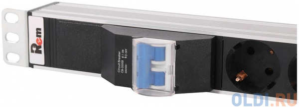 ЦМО Вертикальный блок розеток Rem-16 с авт. 16А, 10 Schuko, 10 IEC 60320 C19, 16A, алюм.,33-38U,шнур 3 м
