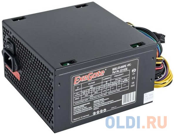 Exegate EX221636RUS-S Блок питания 400NPXE(+PFC), ATX, SC, black,12cm fan, 24p+4p, 6/8p PCI-E, 3*SATA, 2*IDE, FDD + кабель 220V с защитой от выдергива 4348557849