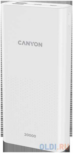 Внешний аккумулятор Power Bank 20000 мАч Canyon PB-2001 белый 4348558016
