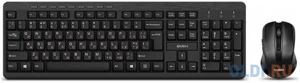 Набор SVEN KB-C3400W беспроводные клавиатура и мышь чёрные (USB, 113 кл, 6 кнопок, 1600 dpi) 4348558099