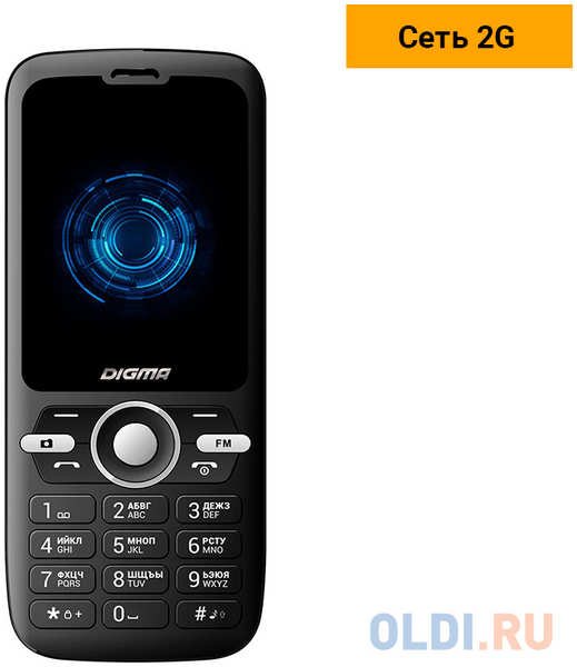 Мобильный телефон Digma B240 Linx 32Mb черный моноблок 2Sim 2.44″ 240x320 0.08Mpix GSM900/1800 FM microSD 4348558508