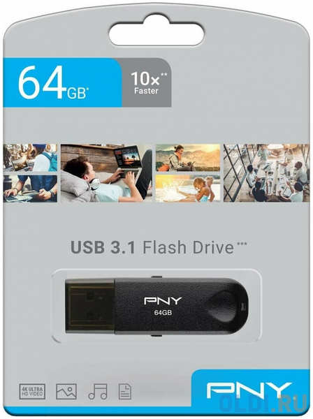 PNY 64GB ATTCLA USB 3.0 BLKTRNBLK