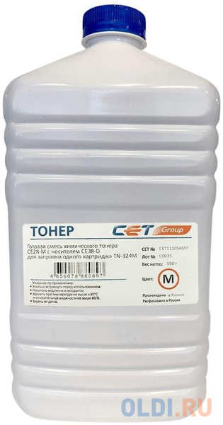 Тонер Cet CE28-M/CE28-D CET111054550 пурпурный бутылка 550гр. (в компл.:девелопер) для принтера KONICA MINOLTA Bizhub C258/308/368 4348564459