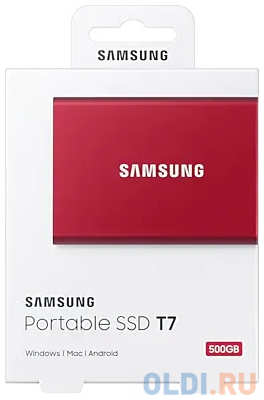 Внешний SSD диск 1.8″ 500 Gb USB 3.1 Type-C Samsung T7 (MU-PC500R/WW) красный 4348564991