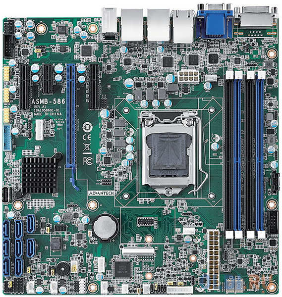 ASMB-586G2-00A1, Advantech LGA 1151 Intel® Xeon® E& 8th/9th Generation Core™ MicroATX Server Board with 4 DDR4, 4 PCIe, 6 USB 3.1, 8 SATA3