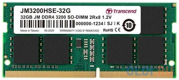 Модуль памяти DDR4 SODIMM 32Гб 3200MHz Non-ECC 2Rx8 CL22 1,2V, Transcend JetRam 4348572826