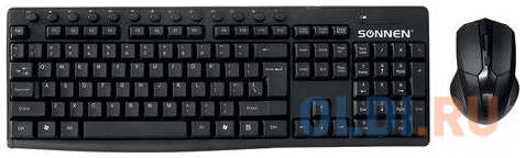 Набор беспроводной SONNEN K-648, клавиатура 117 клавиш, мышь 4 кнопки 1600 dpi, 513208
