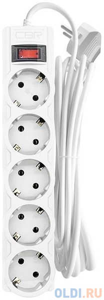 CBR Сетевой фильтр CSF 2505-3.0 White PC, 5 евророзеток, длина кабеля 3 метра, цвет белый (пакет) 4348576753