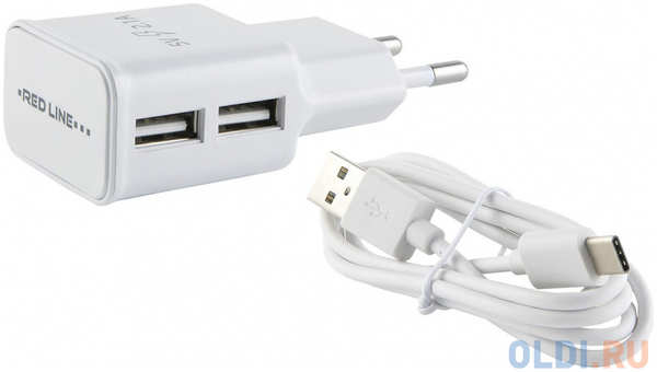 Сетевое зарядное устройство Red Line NT-2A 2.1A USB-C белый УТ000013636 4348584463