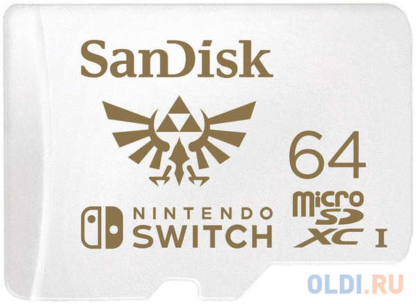 Флеш карта microSD 64GB SanDisk microSDXC Class 10 UHS-I A1 C10 V30 U3 for Nintendo Switch 100MB/s 4348588304