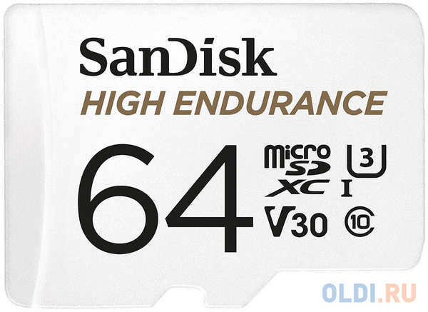 Флеш карта microSD 64GB SanDisk microSDXC Class 10 UHS-I U3 V30 High Endurance Video Monitoring Card SDSQQNR-064G-GN6IA 4348588311