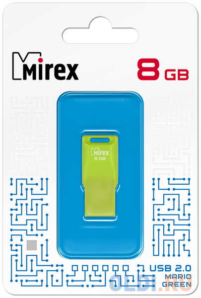 Флеш накопитель 8GB Mirex Mario, USB 2.0, Зеленый 4348588320