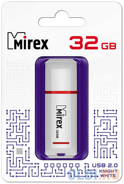 Флеш накопитель 32GB Mirex Knight, USB 2.0, Белый 4348588361