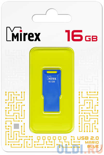 Флеш накопитель 16GB Mirex Mario, USB 2.0, Голубой 4348588364