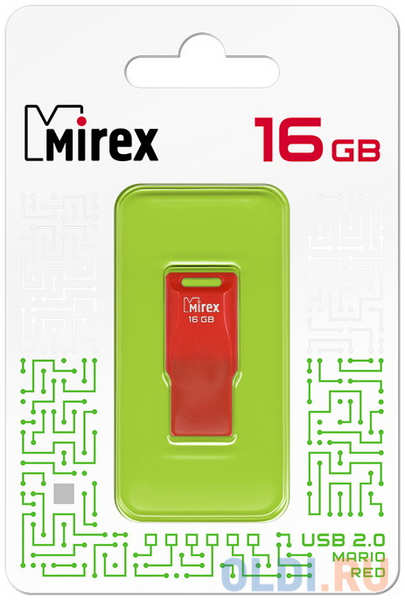 Флеш накопитель 16GB Mirex Mario, USB 2.0, Красный 4348588367