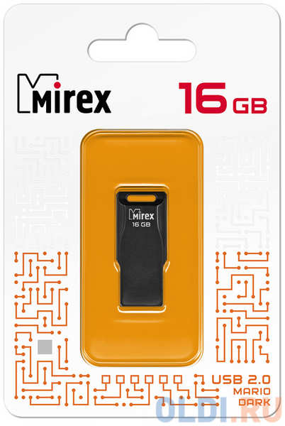 Флеш накопитель 16GB Mirex Mario, USB 2.0, Черный 4348588368