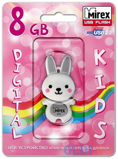 Флеш накопитель 8GB Mirex Rabbit, USB 2.0, Серый 4348588384