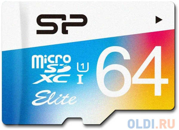Флеш карта microSD 64GB Silicon Power Elite microSDHC Class 10 UHS-I (SD адаптер) Colorful 4348588397