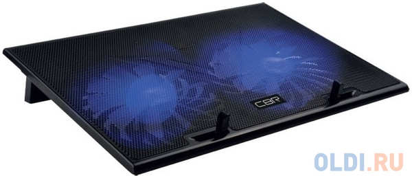 CBR CLP 17202, Подставка для ноутбука до 17″, 390x270x25 мм, с охлаждением, 2xUSB, вентиляторы 2х150 мм, 20 CFM, LED-подсветка, материал металл/п