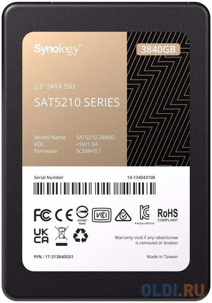 SSD жесткий диск SATA2.5 3.84TB 6GB/S SAT5210-3840G SYNOLOGY