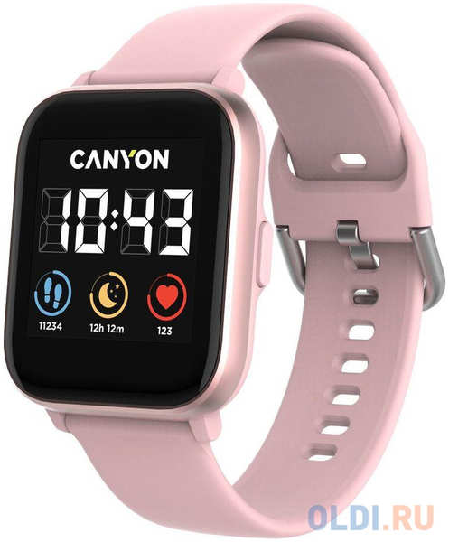 Canyon Smart watch, 1.4inches IPS full touch screen, with music player plastic body, IP68 waterproof, multi-sport mode, compatibility with iOS and android