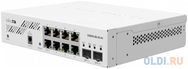 MikroTik Cloud Smart Switch 610-8G-2S+IN with 8 x Gigabit ports, 2 x SFP+ cages, SwOS, desktop case, PSU