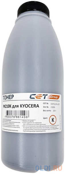 Тонер Cet PK210 OSP0210K-200 черный бутылка 200гр. для принтера Kyocera Ecosys P6230cdn/6235cdn/7040cdn 4348596323