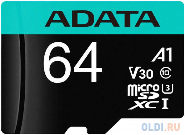 ADATA Карта памяти microSDXC 64Gb A-Data AUSDX64GUI3V30SA2-RA1 4348596882