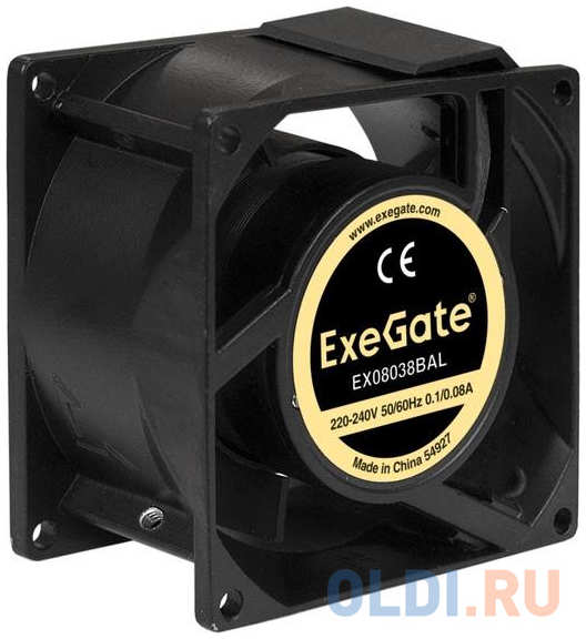 Exegate EX288999RUS Вентилятор 220В ExeGate EX08038BAL (80x80x38 мм, 2-Ball (двойной шарикоподшипник), подводящий провод 30 см, 2500RPM, 37dBA) 4348597302