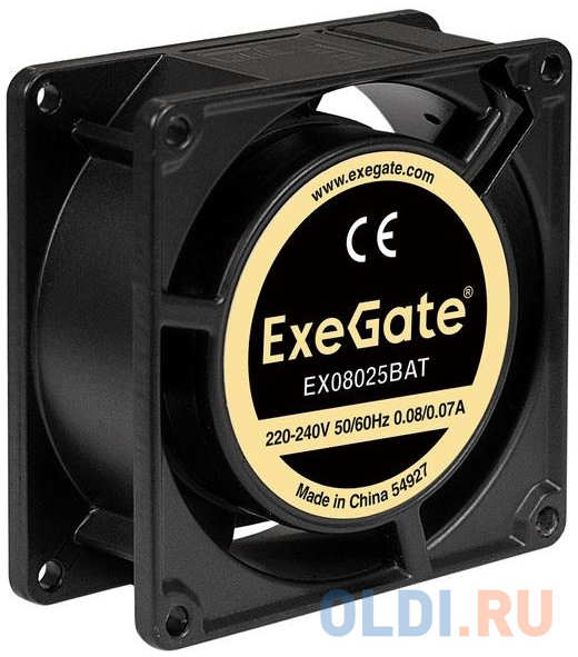 Exegate EX288998RUS Вентилятор 220В ExeGate EX08025BAT (80x80x25 мм, 2-Ball (двойной шарикоподшипник), клеммы, 2600RPM, 32dBA) 4348597306