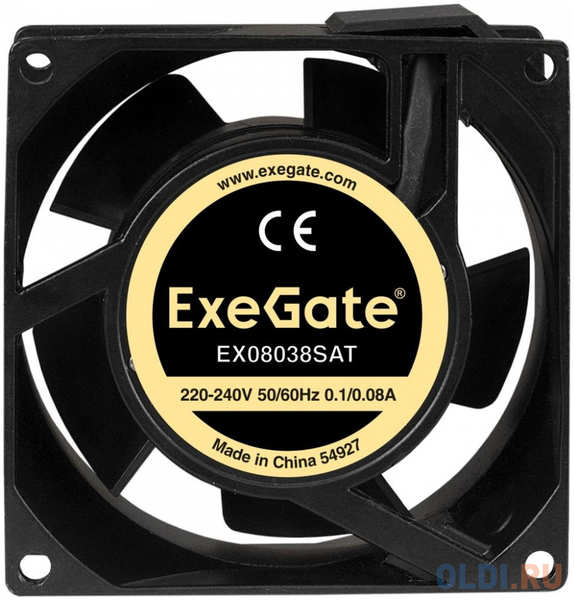 Exegate EX289002RUS Вентилятор 220В ExeGate EX08038SAT (80x80x38 мм, Sleeve bearing (подшипник скольжения), клеммы, 2400RPM, 36dBA) 4348597309