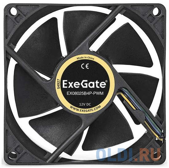 Exegate EX283378RUS Вентилятор ExeGate E08025B4P-PWM, 80x80x25 мм, двойной шарикоподшипник, 4pin, PWM, 22dBA 4348597334