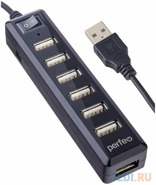 Концентратор USB 2.0 Perfeo PF-H034 7 x USB 2.0 черный 4348597367