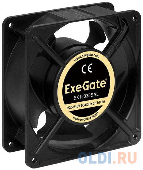 Exegate EX289020RUS Вентилятор 220В ExeGate EX12038SAL (120x120x38 мм, Sleeve bearing (подшипник скольжения), подводящий провод 30 см, 2600RPM, 42dBA) 4348597390