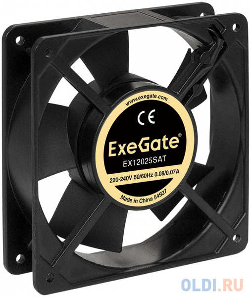 Exegate EX289016RUS Вентилятор 220В ExeGate EX12025SAT (120x120x25 мм, Sleeve bearing (подшипник скольжения), клеммы, 2100RPM, 32dBA) 4348597392