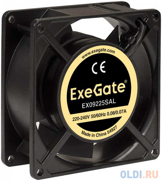 Exegate EX289005RUS Вентилятор 220В ExeGate EX09225SAL (92x92x25 мм, Sleeve bearing (подшипник скольжения), подводящий провод 30 см, 2500RPM, 34dBA)