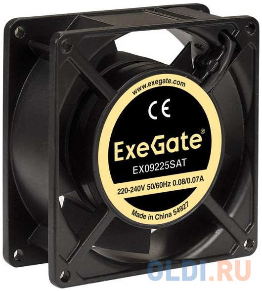 Exegate EX289006RUS Вентилятор 220В ExeGate EX09225SAT (92x92x25 мм, Sleeve bearing (подшипник скольжения), клеммы, 2500RPM, 34dBA) 4348597398