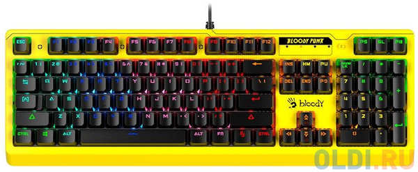 Клавиатура проводная A4TECH B810RC Punk Yellow USB желтый черный 4348597412