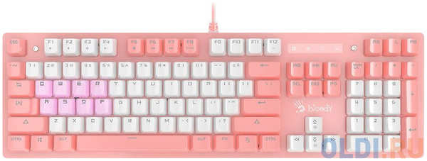 Клавиатура проводная A4TECH Bloody B800 USB розовый белый 4348599888