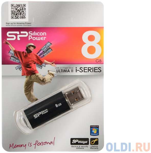 Внешний накопитель 8GB USB Drive USB 2.0 Silicon Power Ultima II Black I-series (SP008GBUF2M01V1K) 434862590