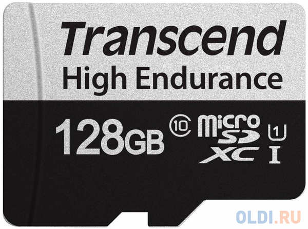 Карта памяти microSDXC Transcend 350V (высокой надёжности), 128 Гб, UHS-I Class 10 U1, с адаптером 4348634037