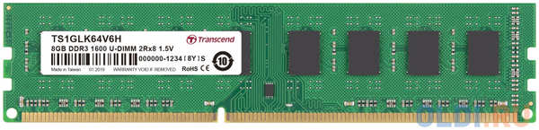 Оперативная память для компьютера Transcend TS1GLK64W6H DIMM 8Gb DDR3L 1600MHz